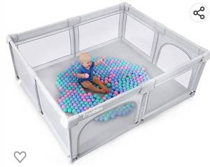 lot 33000227 image: ANGELBLISS Baby Playpen, Extra Large Playard, Indoor & Outdoor Kids Activity Center with Anti-Slip Base, Sturdy Safety Play Yard with Breathable Mesh, Kids Fence for Infants Toddlers(Grey,71x59