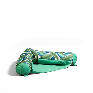 lot 33000230 image: Big Joe Noodle Sling No Inflation Needed Pool Seat with Armrests, Tropical Palm Green Double Sided Mesh, 3ft