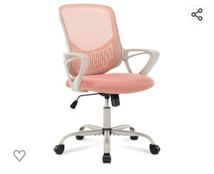 lot 33000248 image: SMUG Home Office Desk Ergonomic Computer Modern Height Adjustable Swivel Mesh Chair with Fixed ArmrestsLumbar Support, Pink