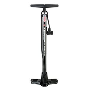 lot 33000260 image: Schwinn Air Center Floor Bike Pump, Guage Fits Schrader and Presta Valve Types, Black