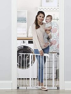 lot 33000268 image: Regalo Easy Step 38.5-Inch Wide Walk Thru Baby Gate, Includes 6-Inch Extension Kit, 4 Pack Pressure Mount Kit, 4 Pack Wall Cups and Mounting Kit