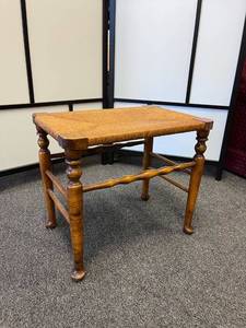 lot 1010 image: French rattan stool 18 x 21 x 14 in
