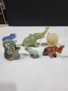 lot 1131 image: Miniature ceramic, marble elephants