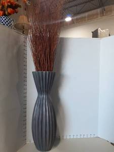 lot 1184 image: Grey vase. Approximately 18 inches tall with sticks