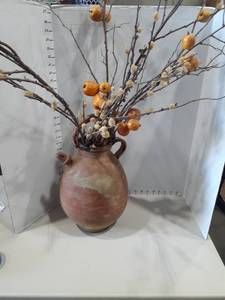 lot 1196 image: Multi colored pitchervase. with faux flowers