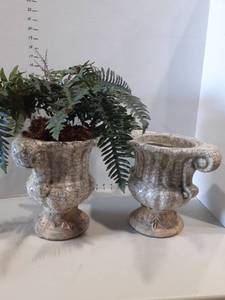 lot 1198 image: (2) Matching vases. (1) Has faux flowers inside