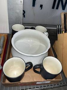 lot 1215 image: Royal Ironstone China bowl, Noritake Coffee mugs