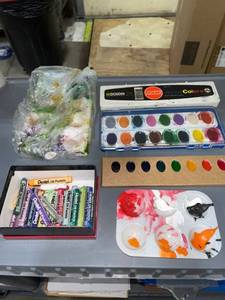 lot 1519 image: Water colors pastels and paint trays