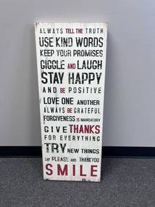 lot 2008 image: House rules wood wall decor 36 x 14 x 1.5 in