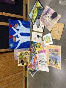 lot 1291 image: Local signed painting and artwork canvas is 30 x 40 in