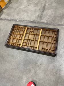lot 1598 image: Printers tray with glass framed lid (not attached) 17 x 32 x 2 in