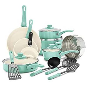 lot 2451 image: GreenLife Soft Grip Healthy Ceramic Nonstick 16-Piece Cookware Set