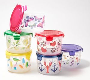 lot 2984 image: Retail - $28.75 LocknLock 6-Piece Multi-Color Printed Canisters Set