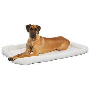 lot 3783 image: MidWest Deluxe QuietTime Bolster Pet Bed &amp Crate Mat Fleece