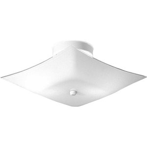 lot 3785 image: Progress Lighting Square Glass Series 12 2-Light Ceiling Fixture