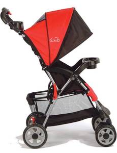 lot 68024 image: Kolcraft Cloud Plus Lightweight Easy Fold Compact Travel Toddler Stroller and Baby Stroller, Large Storage Basket, Multi-Position Recline, Convenient One-Hand Fold, 13lbs - Fire Red