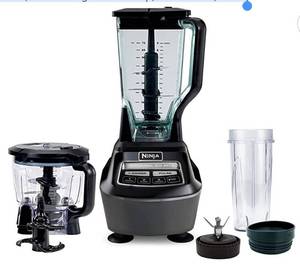 lot 68062 image: Ninja BL770AMZ Mega Kitchen System, 72 oz. Pitcher, 8-Cup Food Processor, 16 oz. Single Serve Cup, 1500-Watt, Black