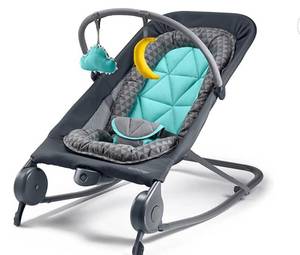 lot 68073 image: Summer 2-in-1 Bouncer & Rocker Duo (Gray and Teal) Convenient and Portable Rocker and Bouncer for Babies Includes Soft Toys and Soothing Vibrations