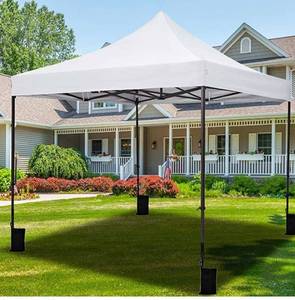 lot 68099 image: Eesdom 10x10 FT Pop Up Canopy Outdoor Tent Portable Canopy Tent Pop Up Tent Outdoor Canopy with 4 Sand Weights & Roller Bag, Tents for Parties, Campings, Beach (White)