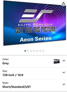 lot 68107 image: Elite Screens Aeon Series, 120-inch 169, 8K  4K Ultra HD Home Theater Fixed Frame EDGE FREE Borderless Projector Screen, CineWhite UHD-B Front Projection Screen, AR120WH2
