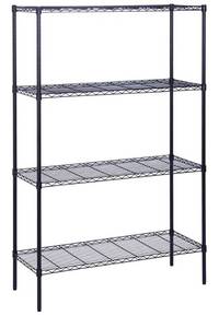 lot 68114 image: Honey Can Do 4-Tier Adjustable Shelving Unit with 350-lb Shelf Capacity, Black SHF-05225 Black