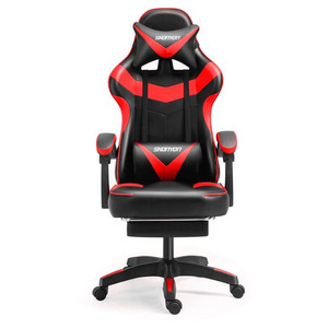 lot 68115 image: Gaming Chair Racing Office Computer Ergonomic Video Game Chair Backrest and Seat Height Adjustable Swivel Recliner with Headrest and Lumbar Pillow Esports Chair (Black  Red)