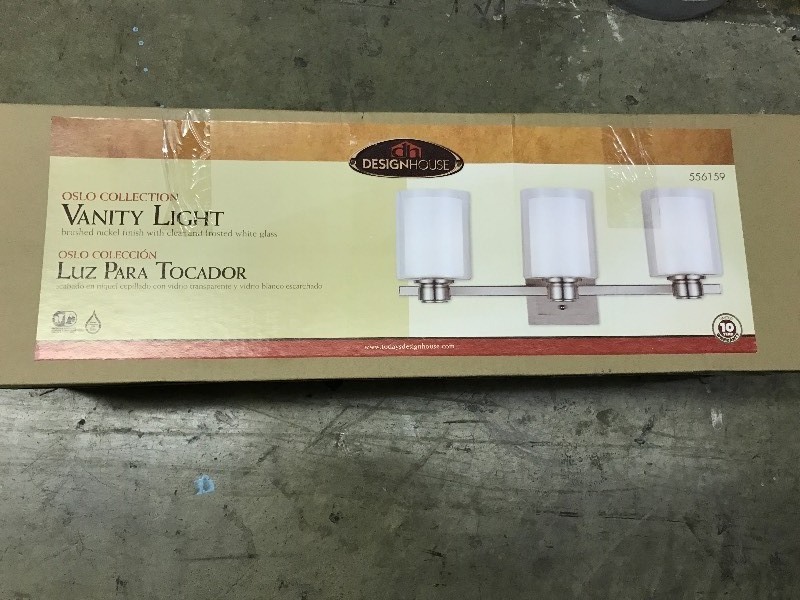 lot 1010 image: Oslo Collection Vanity Light- Nickel Finish