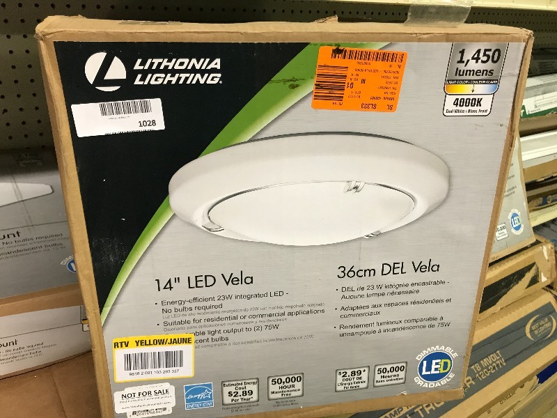 lot 1028 image: Lithonia Lighting 14 LED Flush Mount light