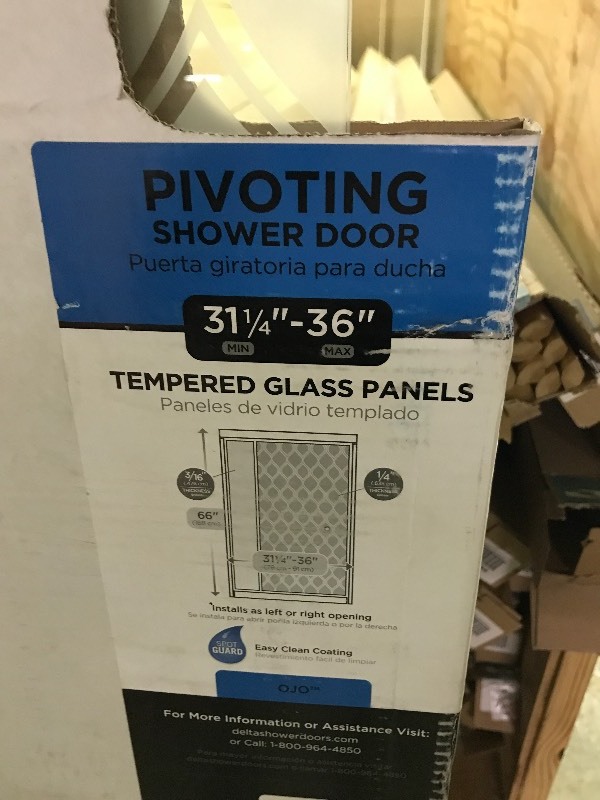 lot 1039 image: DELTA Pivoting Shower Door Glass