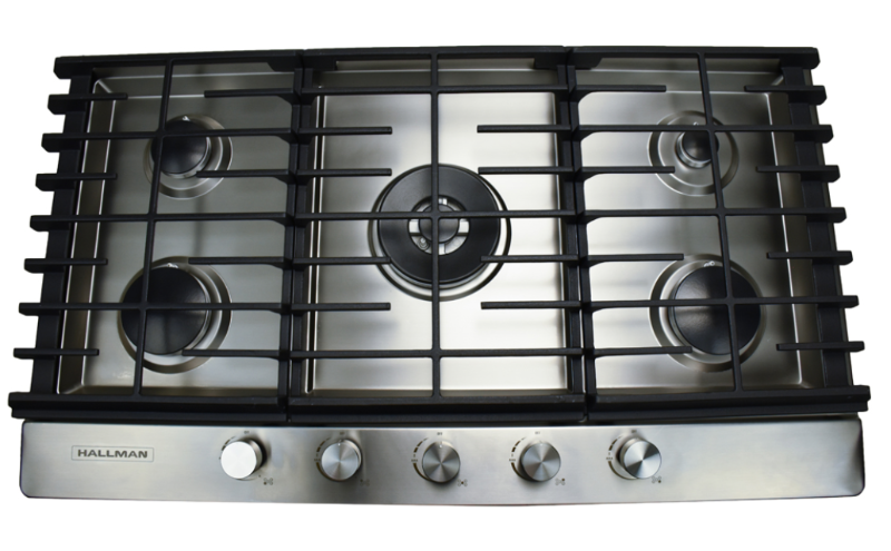 lot 1065 image: HALLMAN 35.4 5 Burner Gas Cooktop- BRAND NEW