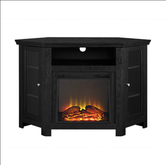 lot 1097 image: 48 Corner Fireplace and TV Stand- Black