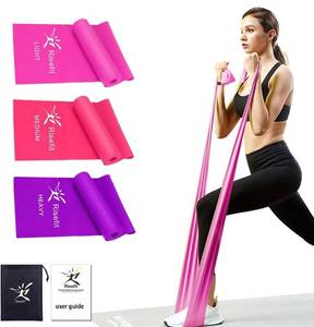 lot 14536 image: Risefit Resistance Bands Set 3PCs 5FT Long Latex Free Purple Stretch Bands for Working Out Therapy Exercise