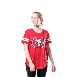 lot 14551 image: Ultra Game NFL San Francisco 49ers Womenss Soft Mesh Jersey, Crew Neck, Medium