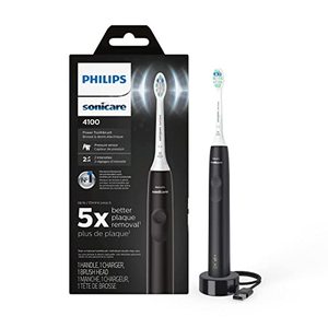 lot 14555 image: Philips Sonicare 4100 Power Toothbrush, Rechargeable Electric Toothbrush with Pressure Sensor, Black