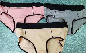 lot 14569 image: Pokarla Womens High Waisted Cotton Underwear, 3 Pack, Pink, Peach, Grey, Large