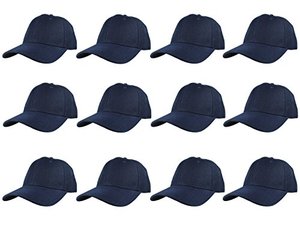 lot 26601 image: Gelante Plain Blank Baseball Caps Adjustable Back Strap Wholesale LOT 12 Pack- 001-Navy