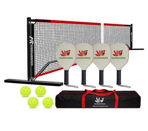 lot 26611 image: $$ Pickleball Net with 4 Paddles and Balls for Driveway 22ft x 3ft, Portable Pickleball Set with Net, Easy Assembly Freestanding Steel Frame, and Carry Bag for Kids, Adult. Retail $130.00