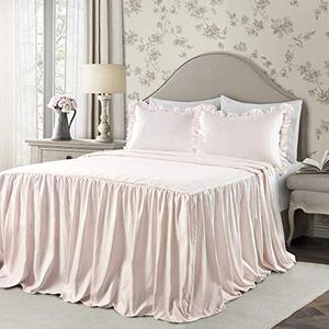 lot 26626 image: Lush Decor Lush D�cor Ticking Stripe Bedspread Blush Vintage Chic Farmhouse Style Lightweight 3 Piece Set Queen,