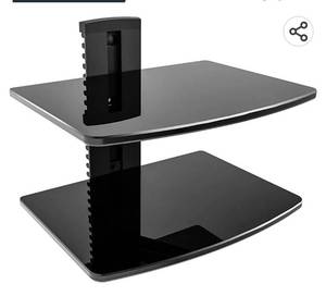 lot 26630 image: Fenge 2 Tiers Av Shelf Wall Mount Shelf Hold up to 22lbs Floating Shelves for Wall Under TV DVD Shelf Wall Mount Component Tempered Glass for PS4, Xbox, Game Console and Cable Box