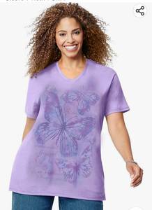 lot 26647 image: JUST MY SIZE Womens Size Plus Printed Short-Sleeve V-Neck T-Shirt 3XL