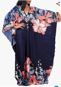 lot 26651 image: Women Ethnic Print Kaftan Beach Dress Plus Size Swimsuit Cover Up