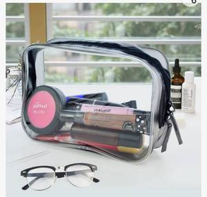 lot 26655 image: 4 Packs Clear Cosmetics Bag TSA Approved, Wobe PVC Zippered Toiletry Carry Pouch Portable Makeup Bag for Vacation Travel, Bathroom and Organizing Waterproof Makeup Bag Vinyl Plastic Organizer Case