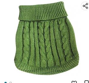 lot 26657 image: Lot of 2 Tangpan Turtleneck Classic Straw-Rope Pet Dog Sweater Apparel (Green,XXL)