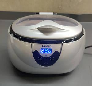 lot 31359 image: UKOKE 3800S, Professional Jewelry Timer, Portable Household Ultrasonic Cleaning Machine, Eyeglasses Denture Cleaner, 0.6 L, Silver