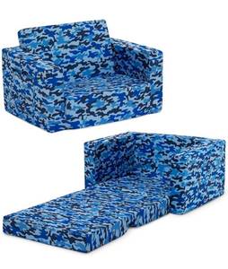 lot 31360 image: Delta Children Cozee 2-in-1 Convertible Sofa to Lounger - Comfy Flip Open CouchSleeper for Kids, Blue Camo