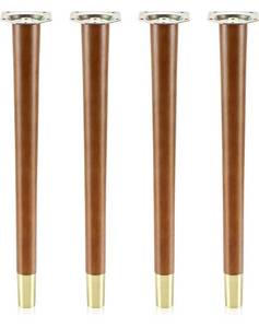 lot 31366 image: XBurmo Furniture Legs 16 inch Table Legs for Furniture Set of 4 Replacement Wood Legs for Coffee Table End Table Mid-Century Modern DIY Furniture Gold Legs with Angled Mounting and Anti-Slide Pad