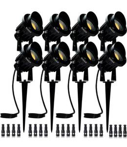 lot 31370 image: ELEGLO 12W Low Voltage LED Landscape Lights,12V24V ACDC Landscape Lighting IP65 Waterproof Outdoor Soptlight Ultra Bright 3000K for Garden,Yard,Patio,Wall,Lawn,Pool Spotlight(8 Pack with Connector )