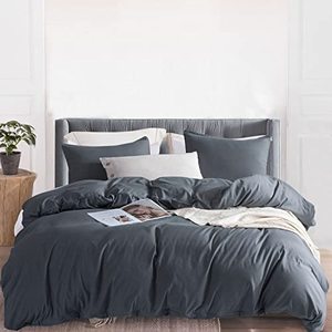lot 31386 image: JOHNPEY Duvet Cover King (1 Duvet Cover2 Pillow Shams),Soft Washed Microfiber Bedding Set with Zipper Closure,No Comforter