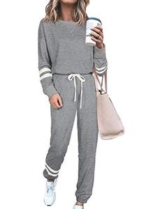 lot 31392 image: PRETTYGARDEN Womens Two Piece Pajamas Set Long Sleeve Sweatshirt with Long Pants Sleepwear Size Large