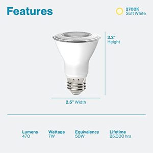 lot 31394 image: Sunco Lighting 8 Pack PAR20 LED Bulbs 50W Equivalent 7W, Dimmable 2700K Soft White, 470 LM, E26 Medium Base, IP65 Waterproof, Indoor Outdoor Flood Light - UL